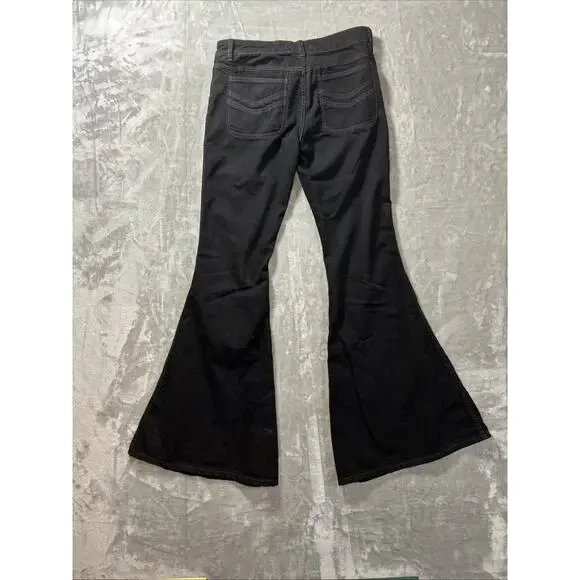Free People Womens 27 Black Flared Legs Jeans Y2K Retro Boho Hippie USA - Picture 2 of 14